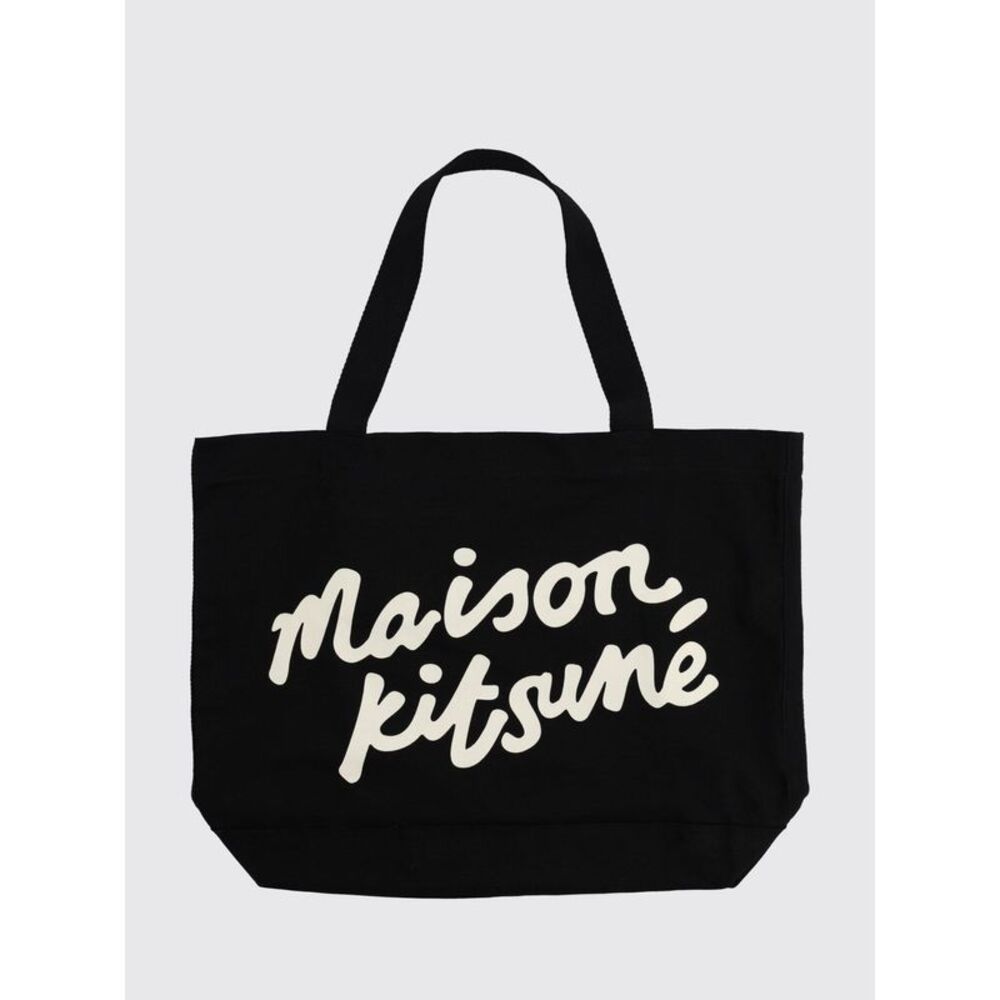 Maison Kitsune Large Cotton Canvas Tote Bag With Contrast Logo